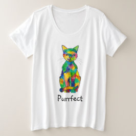 T-shirts Rainbow Cat Purrfect Plus Tamanho T Shirt