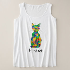 T-shirts Rainbow Cat Purrfect Plus Tamanho T Shirt