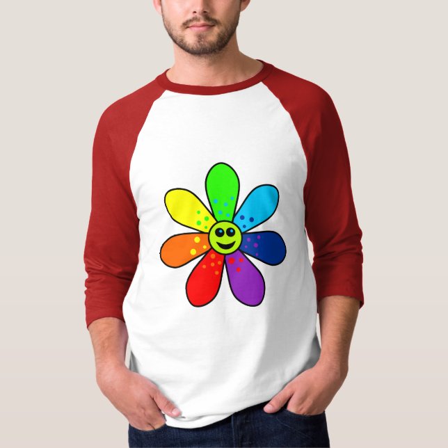 T-shirts Rainbow Flower Raglan T Shirt (Frente)