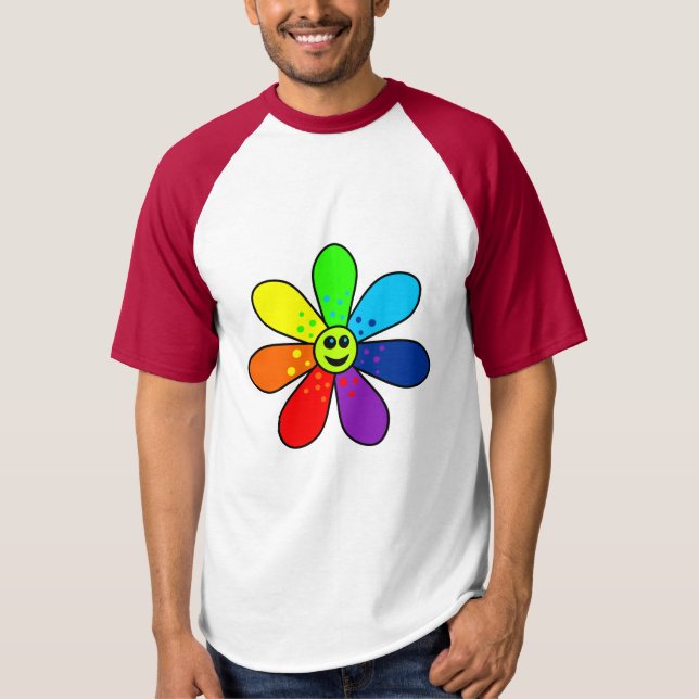 T-shirts Rainbow Flower Raglan T Shirt (Frente)