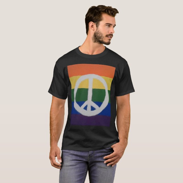 T-shirts Rainbow Peace Sign Shirts (Frente Completa)