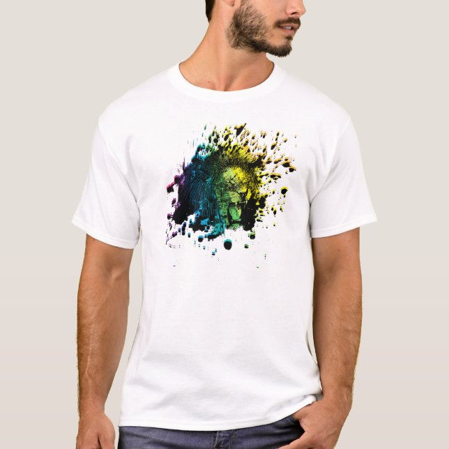 T-shirts Rainbow Roaring Lion (Frente)