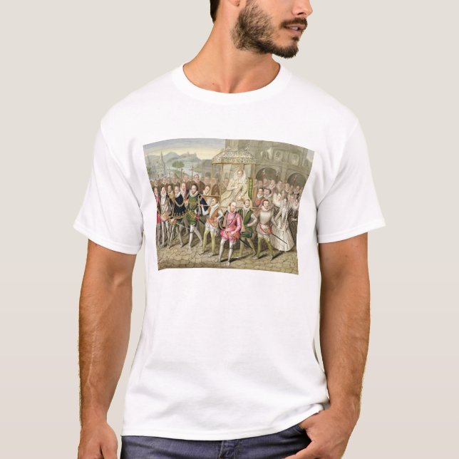 T-shirts Rainha Elizabeth mim na procissão com seus (Frente)