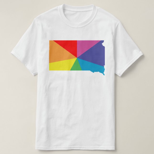 T-shirts rajada de cor do dakota do sul (Frente do Design)