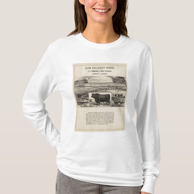 T-shirts Rancho de Galloway do vale, Oberlin, Kansas (Frente)