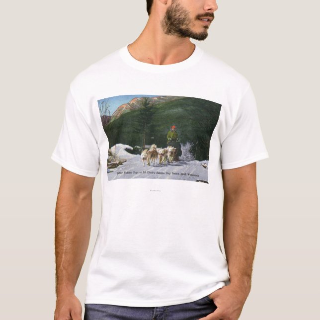 T-shirts Rancho do cão Eskimo de Ed Clark, Dogsledding (Frente)