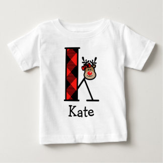 T-shirts Rapariga Reindeer Xmas Xadrez Ruffle Tee inicial K