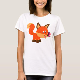 T-shirts Raposa De Cartoon E Camiseta-Borboleta