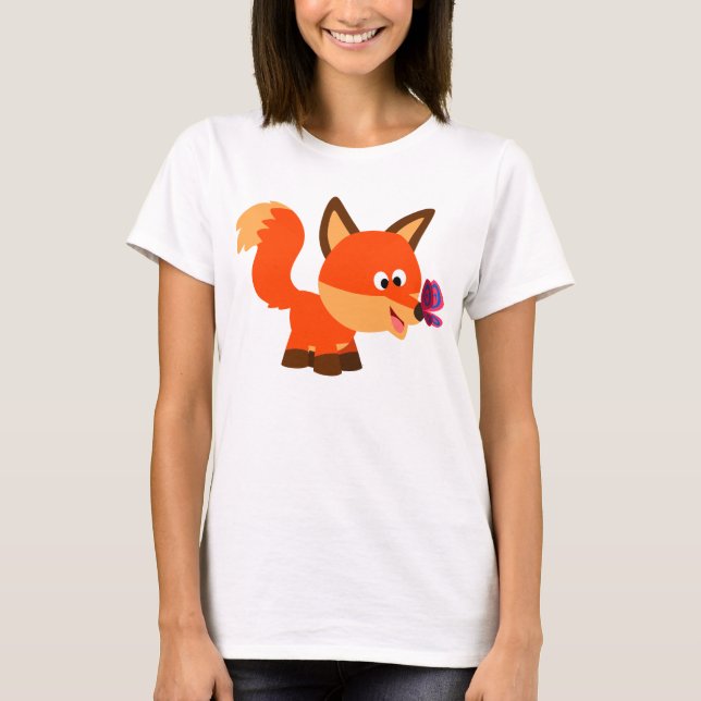 T-shirts Raposa De Cartoon E Camiseta-Borboleta (Frente)