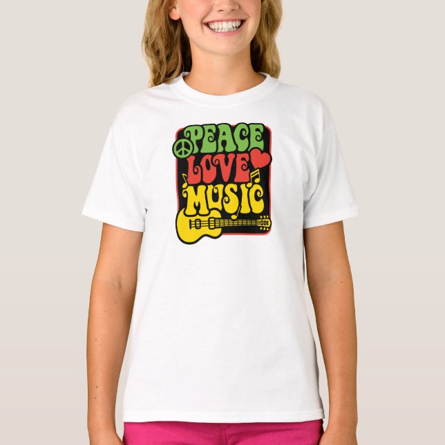 T-shirts Rasta PEAVE-LOVE-MÚSICA (Frente)