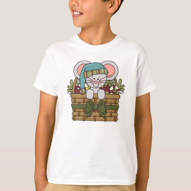 T-shirts Rato do Natal na cesta (Frente)