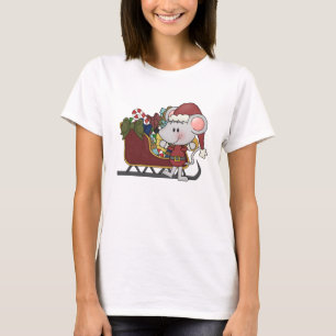 T-shirts Rato do papai noel com trenó