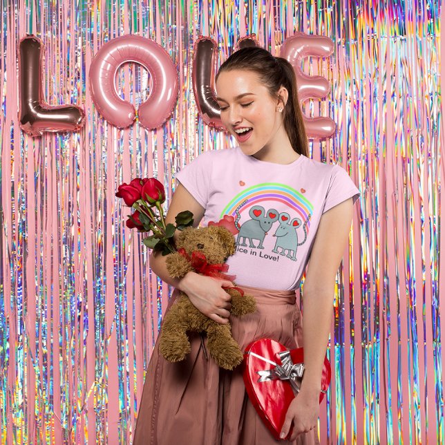 T-shirts Ratos em Dias de os namorados de Amor (Mice in Love Valentines Women's T-Shirt)