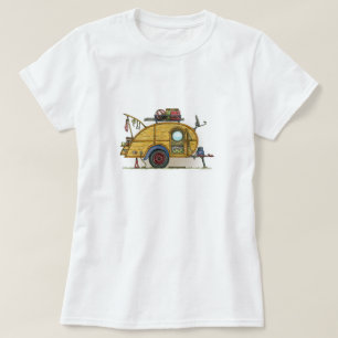 T-shirts Reboque bonito do viagem do campista da lágrima d