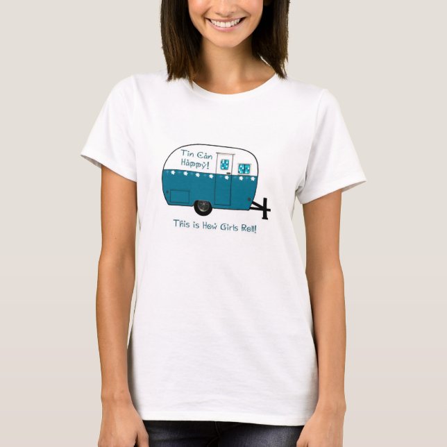 T-shirts Reboque de campista retro do T | das MULHERES (Frente)