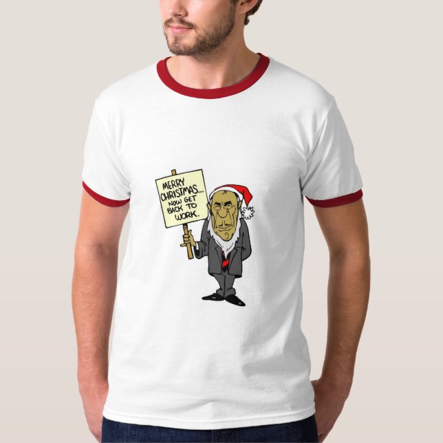 T-shirts Receba de volta agora trabalhar o chefe do Natal (Frente)