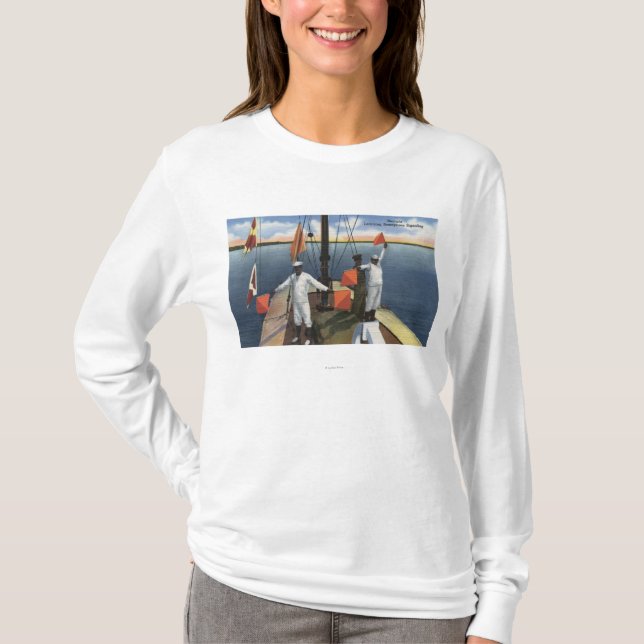 T-shirts Recrutas que aprendem a sinalização do Semaphore - (Frente)