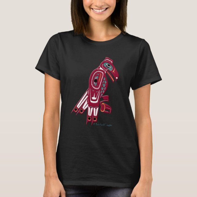 T-shirts Red Haida Eagle Arte Nativa Americana (Frente)