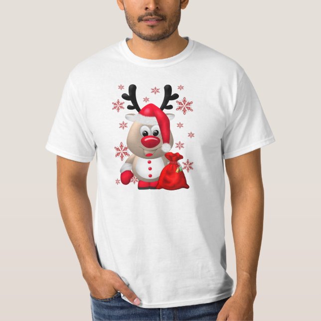 T-shirts Red Nose Reindeer (Frente)