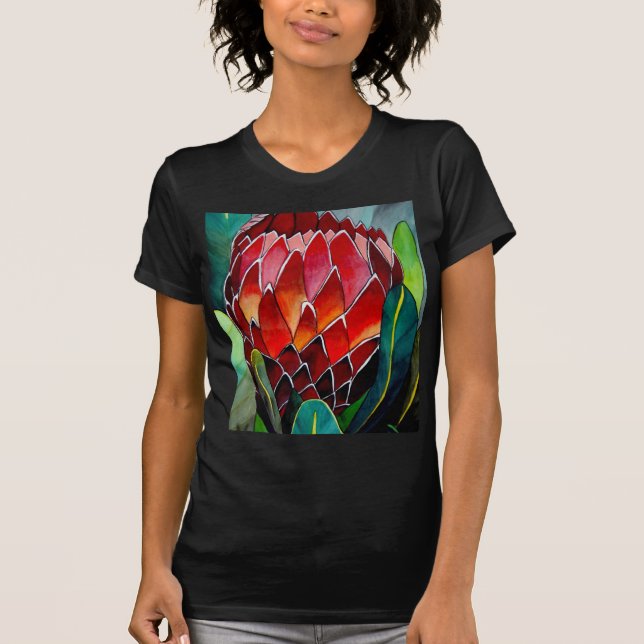 T-shirts Red Protea flor flor original de aquarela (Frente)