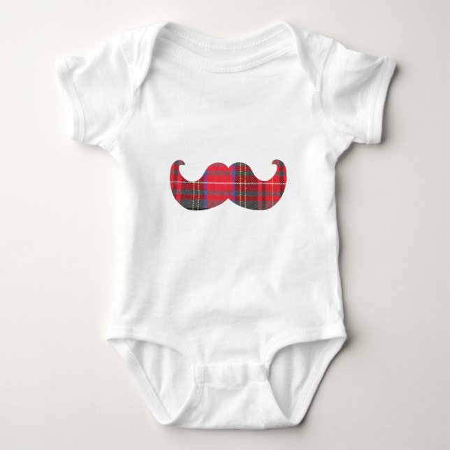 T-shirts Red Tartan Mustache (Frente)