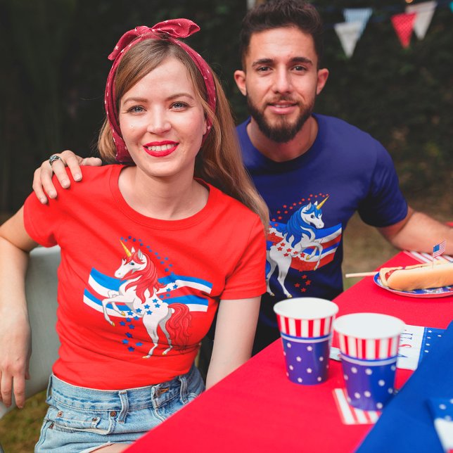T-shirts Red White Blue Mane American Unicorn (Criador carregado)