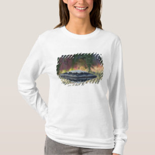 T-shirts Reflexo de rocha e árvore, Lily Pond, Branco
