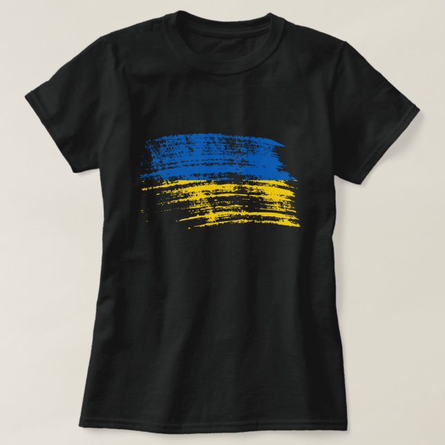T-shirts Refrigere o design ucraniano da bandeira (Frente do Design)