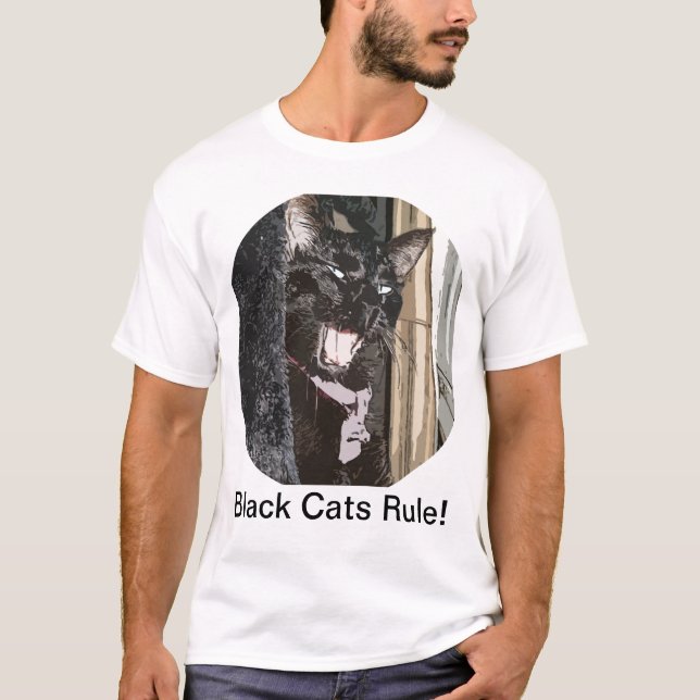 T-shirts Regra dos gatos pretos! (Frente)