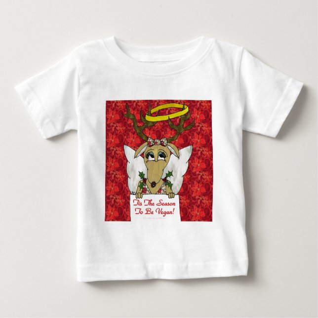 T-shirts Reindeer Angel Tis A Época de Ser Vegan (Frente)