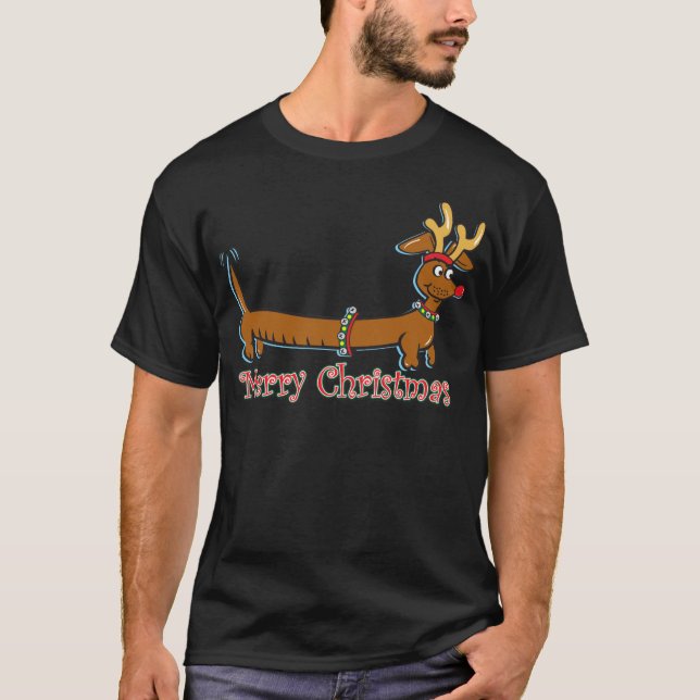 T-shirts Reindeer Christmas Doxie (Frente)