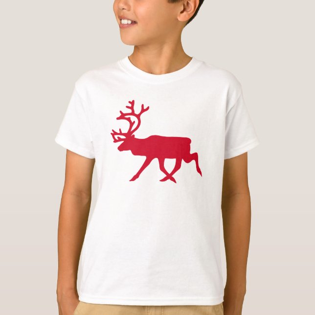 T-shirts Reindeer Vermelho de Natal (Frente)