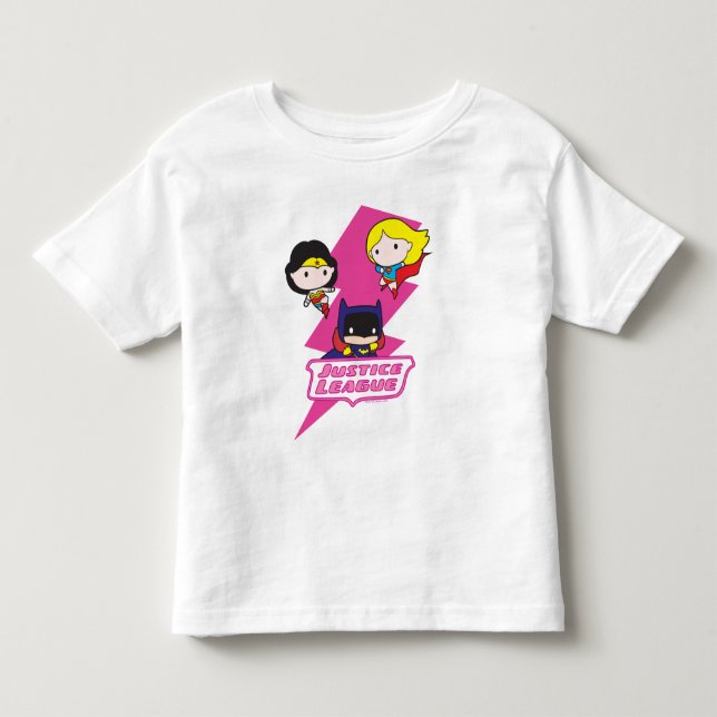 T-shirts Relâmpago Rosa da Liga da Justiça Chibi (Frente)