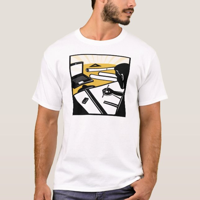 T-shirts relator arquitectónico no arquiteto de esboço do (Frente)