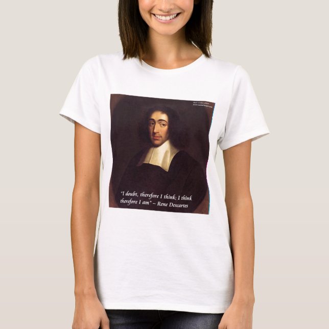 T-shirts Rene Descartes Eu Penso, Logo ExistO Citação (Frente)