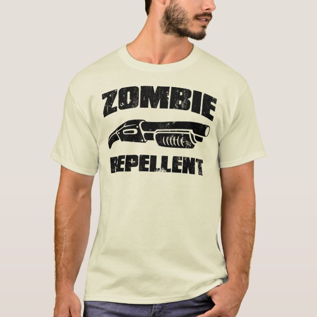 T-shirts repellent do zombi - a espingarda (Frente)