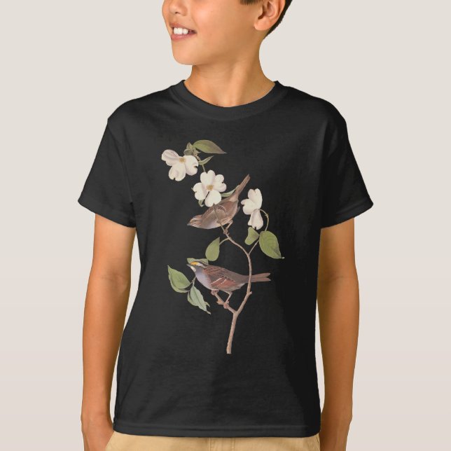 T-shirts Reprodução de Audubon de Sparrow branco (Frente)