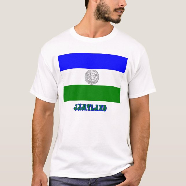 T-shirts República da bandeira de Jämtland com o nome (não (Frente)