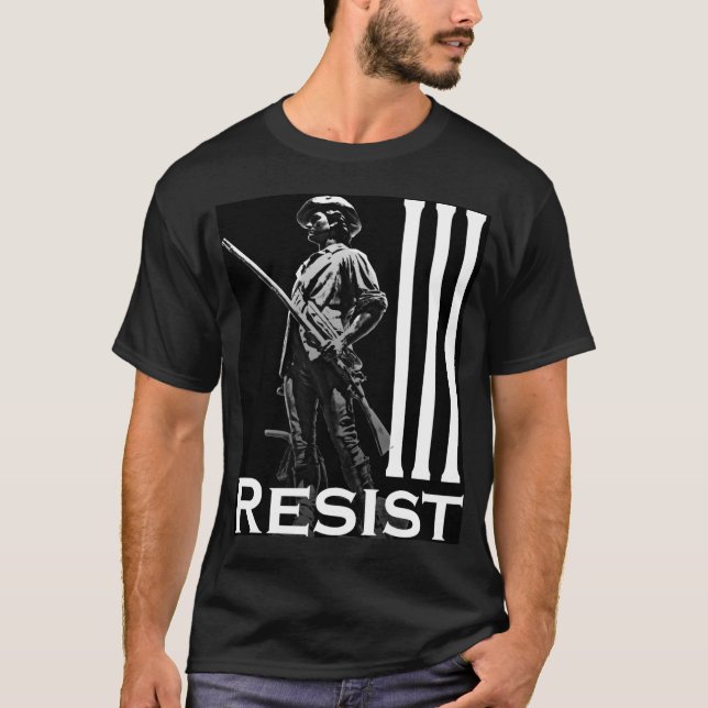 T-shirts Resista o preto do Minuteman 2 (Frente)