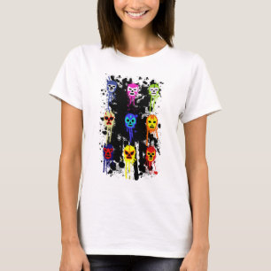 T-shirts Respingo mexicano da pintura da luta da máscara d