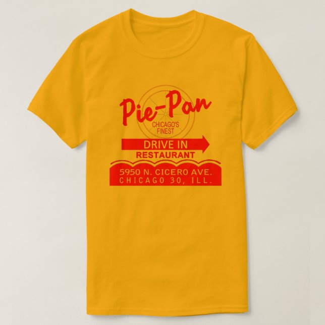 T-shirts Restaurante Pie-Pan Drive-In, Chicago, Illinois (Frente do Design)