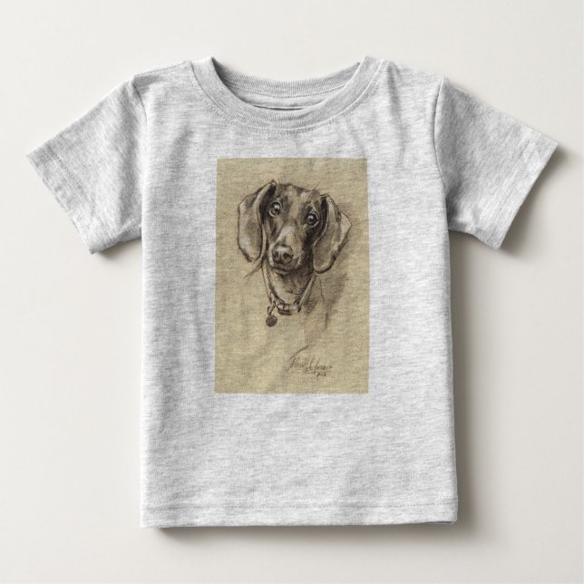 T-shirts Retrato de Dachshund (Frente)