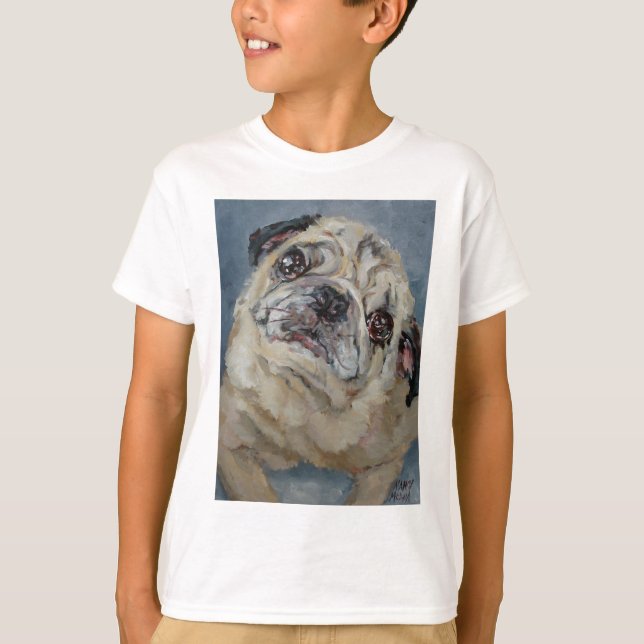 T-shirts Retrato de Elvis Puggy por Nancy Medina (Frente)