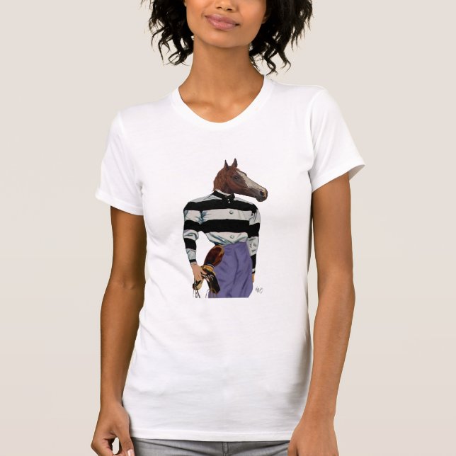 T-shirts Retrato de Jockey com Corrida de Cavalo (Frente)