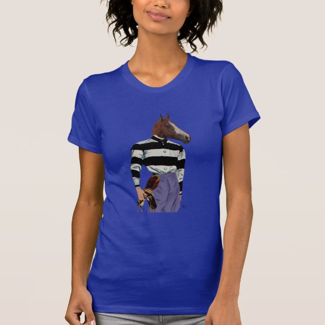 T-shirts Retrato de Jockey com Corrida de Cavalo (Frente)