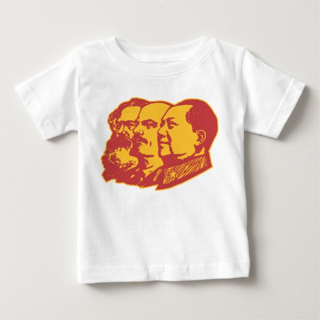 T-shirts Retrato de Marx Lenin Mao (Frente)