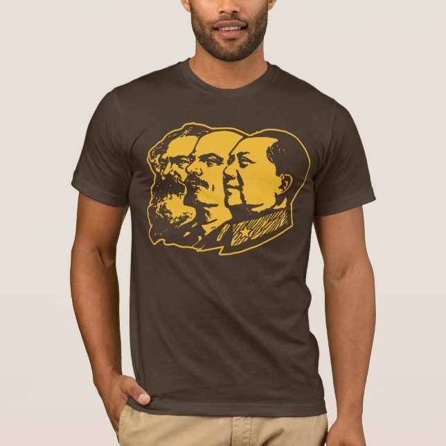 T-shirts Retrato de Marx Lenin Mao (Frente)