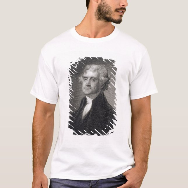 T-shirts Retrato de Thomas Jefferson, gravado pelo Br de (Frente)