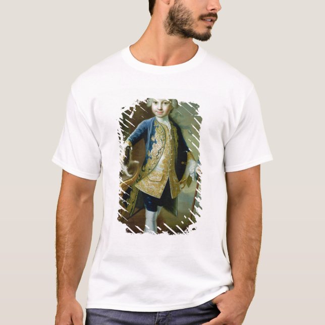 T-shirts Retrato de um menino com Spaniel do animal de (Frente)
