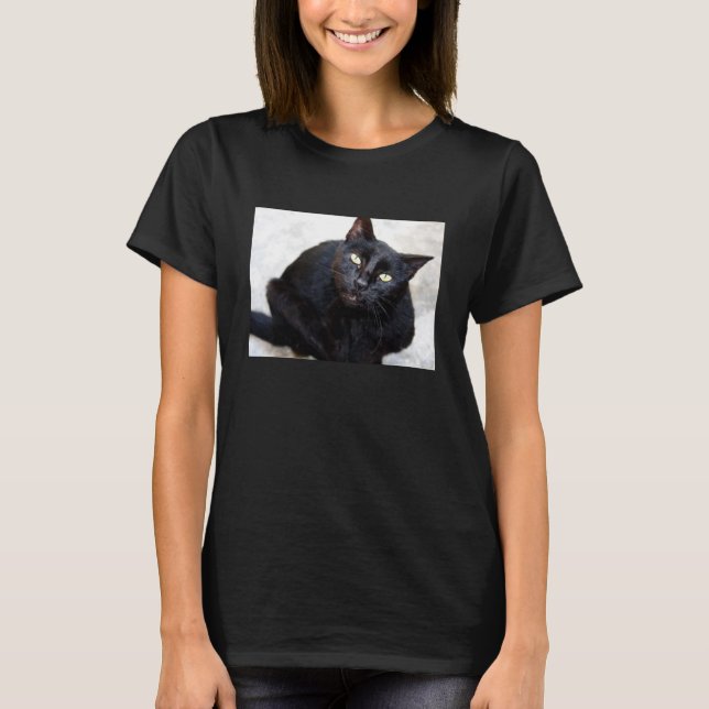 T-shirts Retrato do gato preto (Frente)